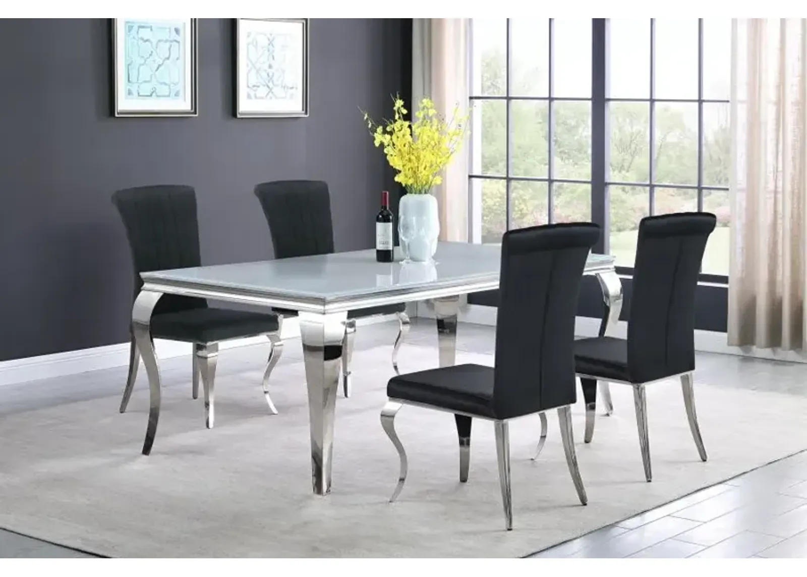 Carone 5-piece 81" Rectangular Dining Set Black and Chrome