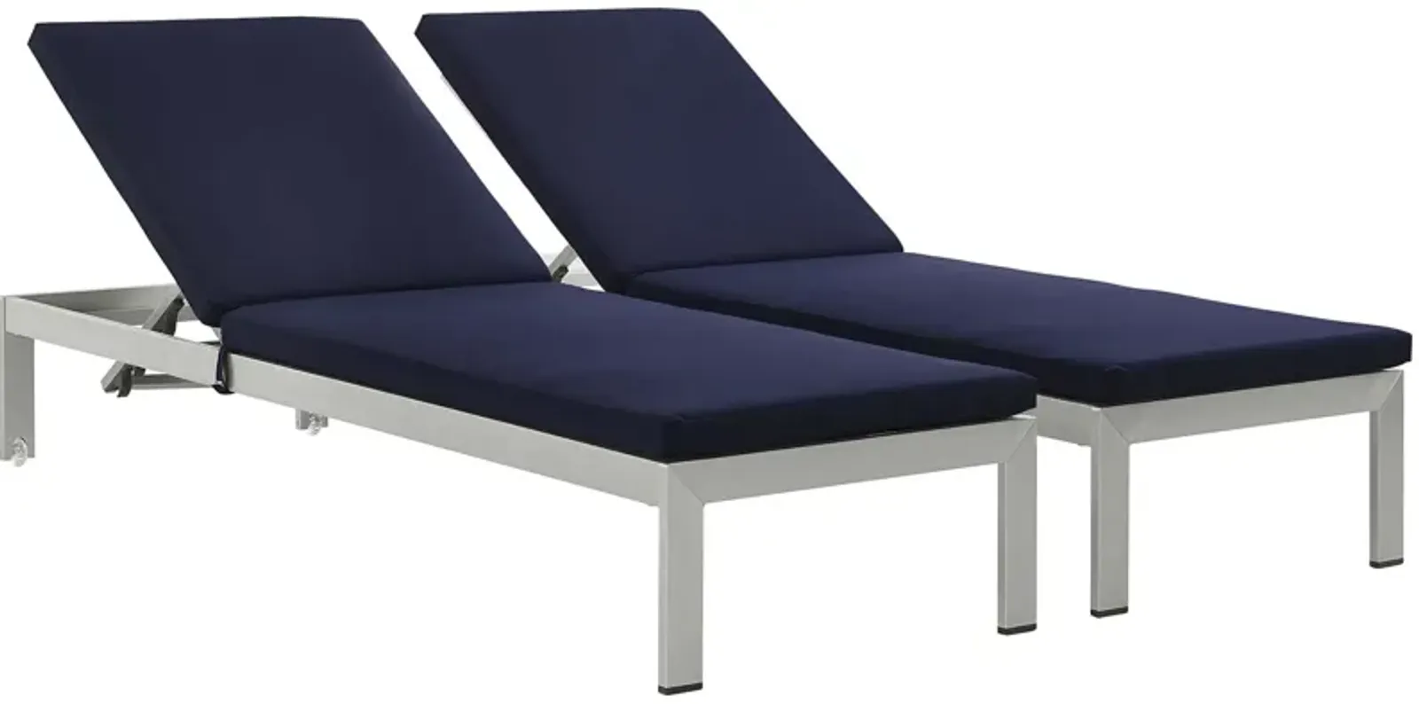 Shore Chaise with Cushions Outdoor Patio Aluminum Set of 2