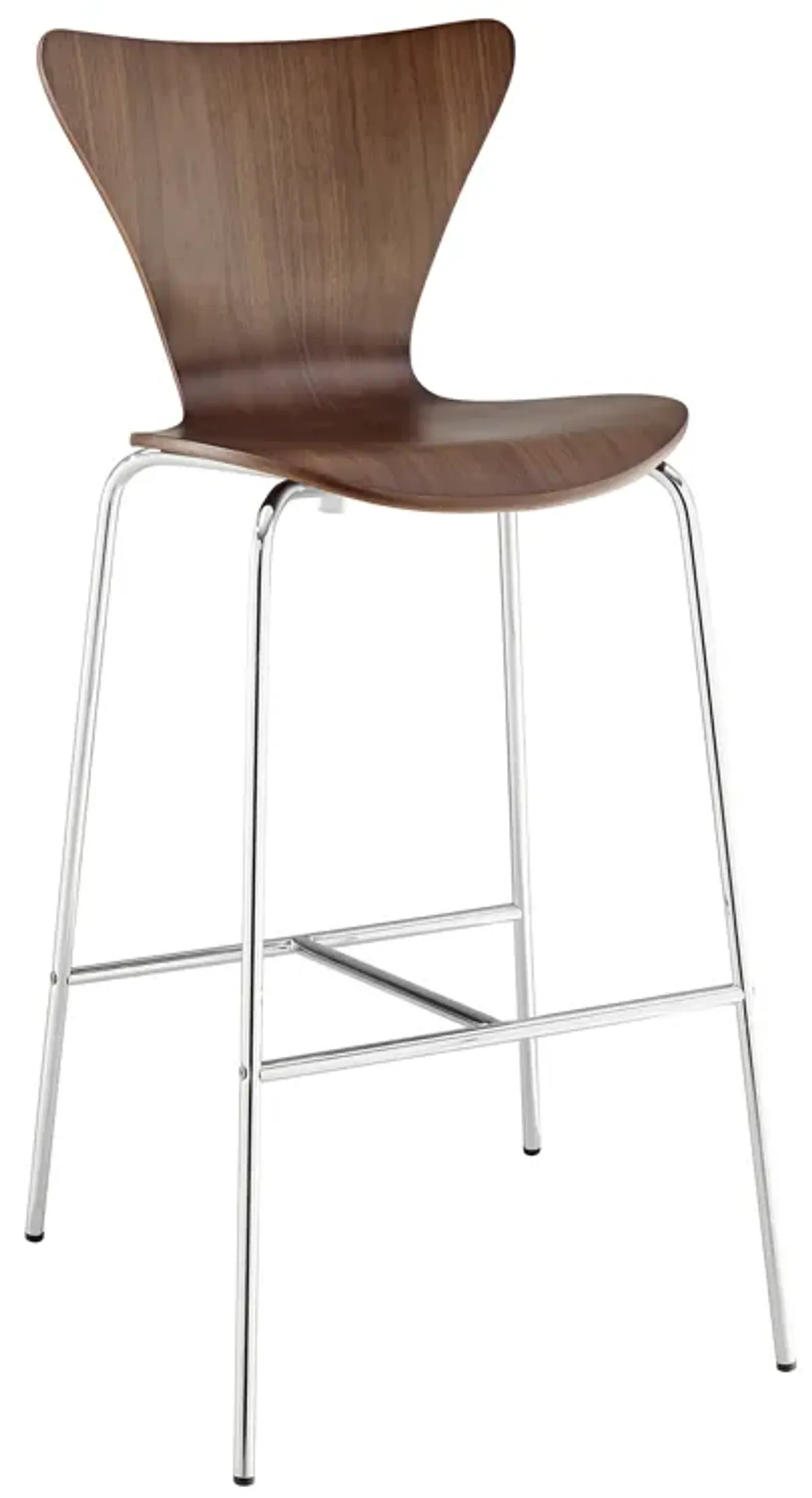 Tendy Bar Stool in American Walnut with Chrome Legs  - Set of 4