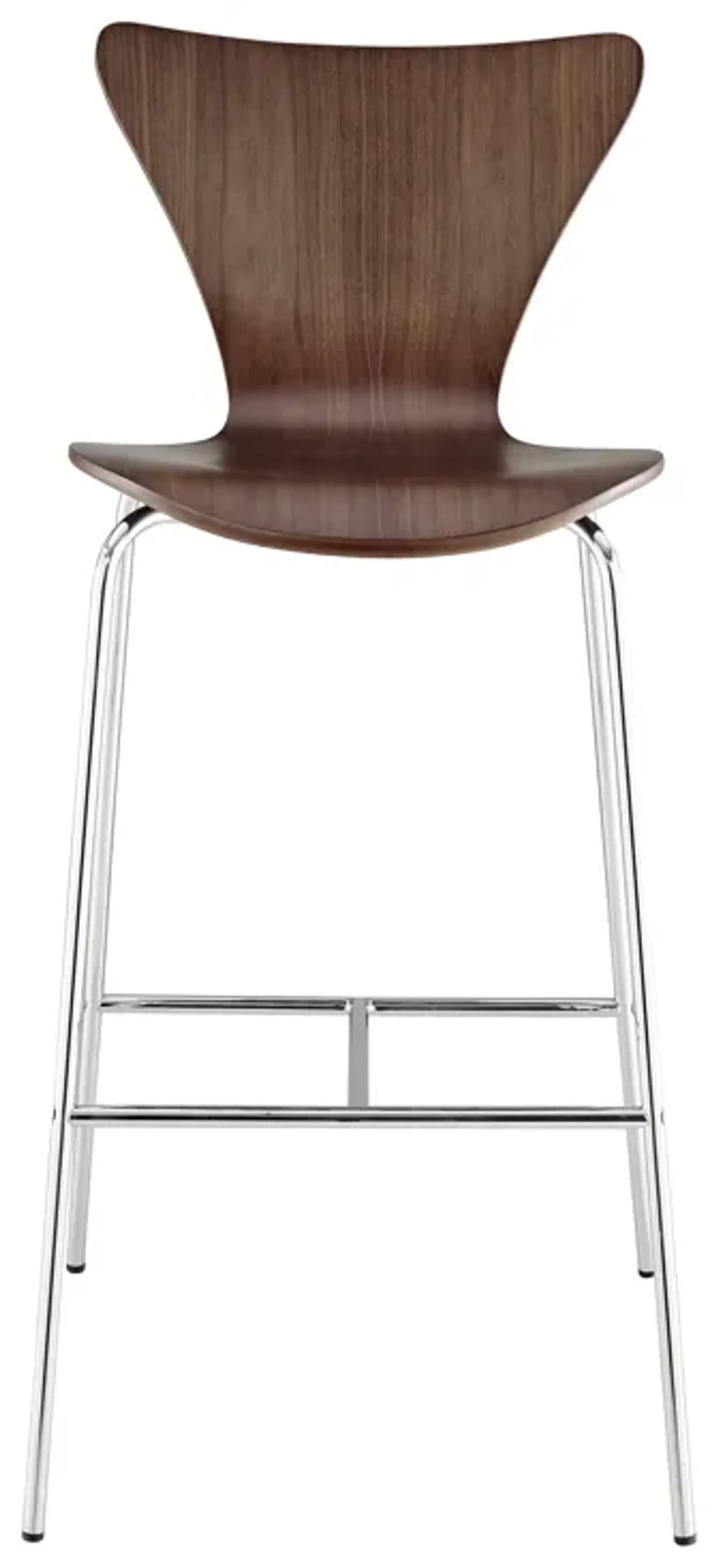 Tendy Bar Stool in American Walnut with Chrome Legs  - Set of 4