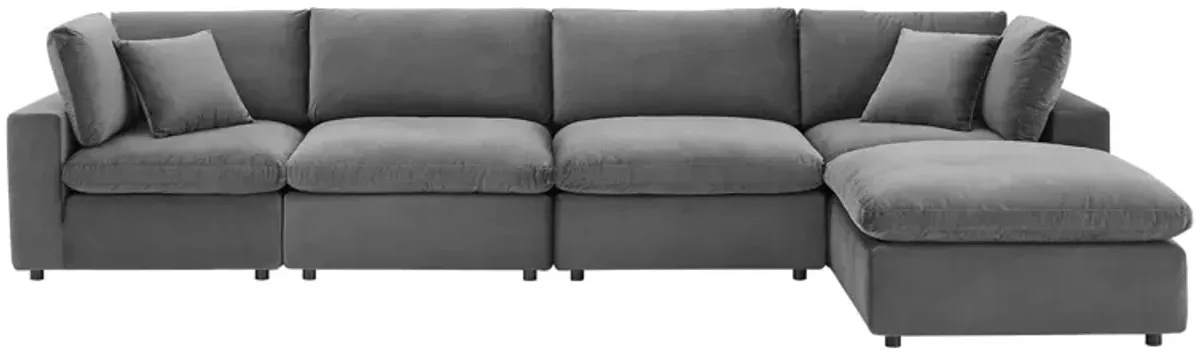 Commix Down Filled Overstuffed Performance Velvet 5-Piece Sectional