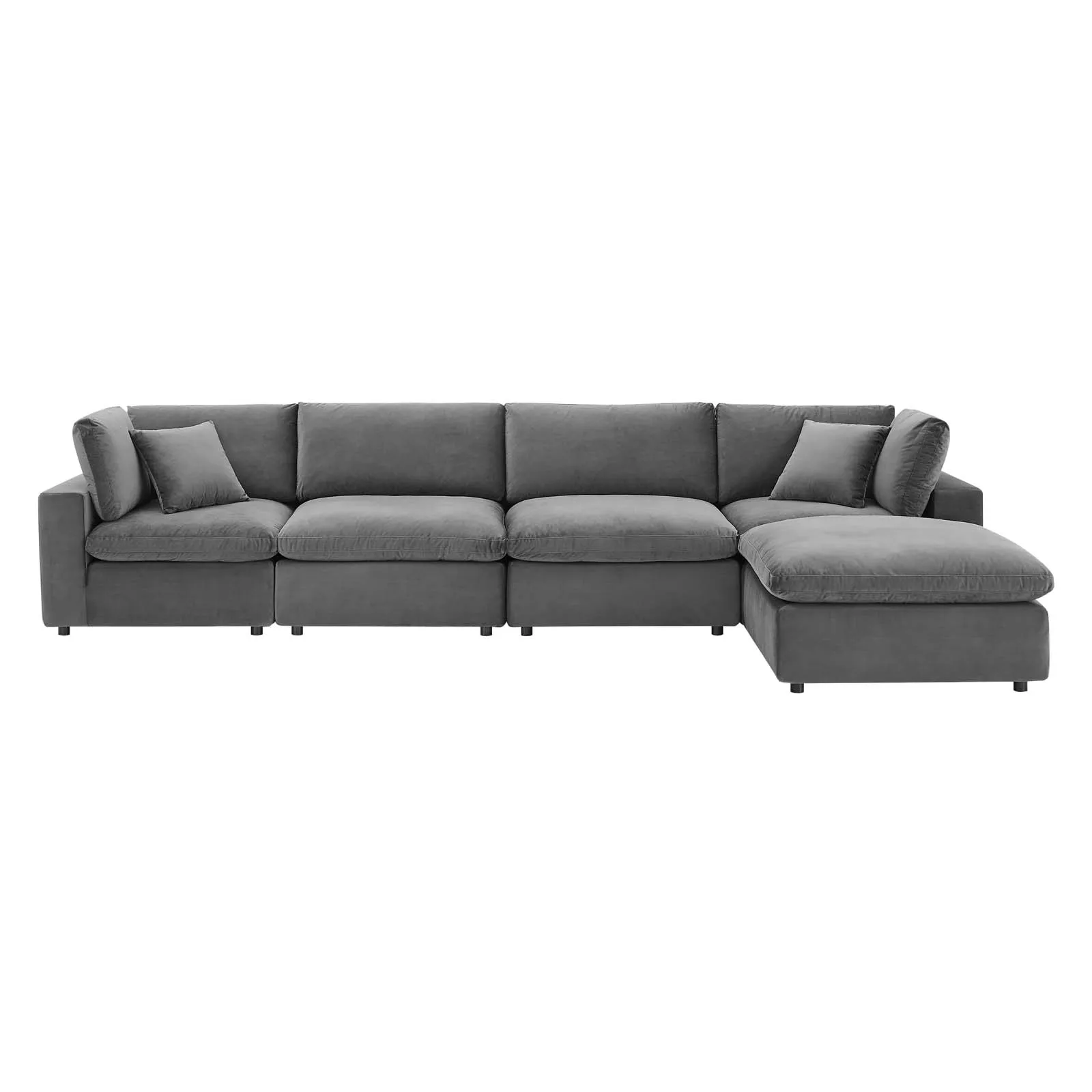 Commix Down Filled Overstuffed Performance Velvet 5-Piece Sectional