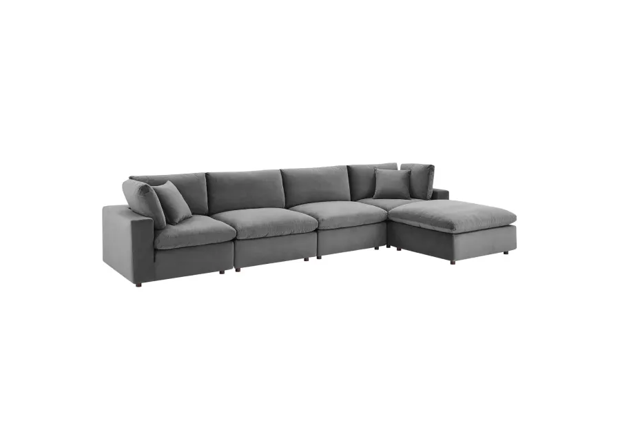 Commix Down Filled Overstuffed Performance Velvet 5-Piece Sectional