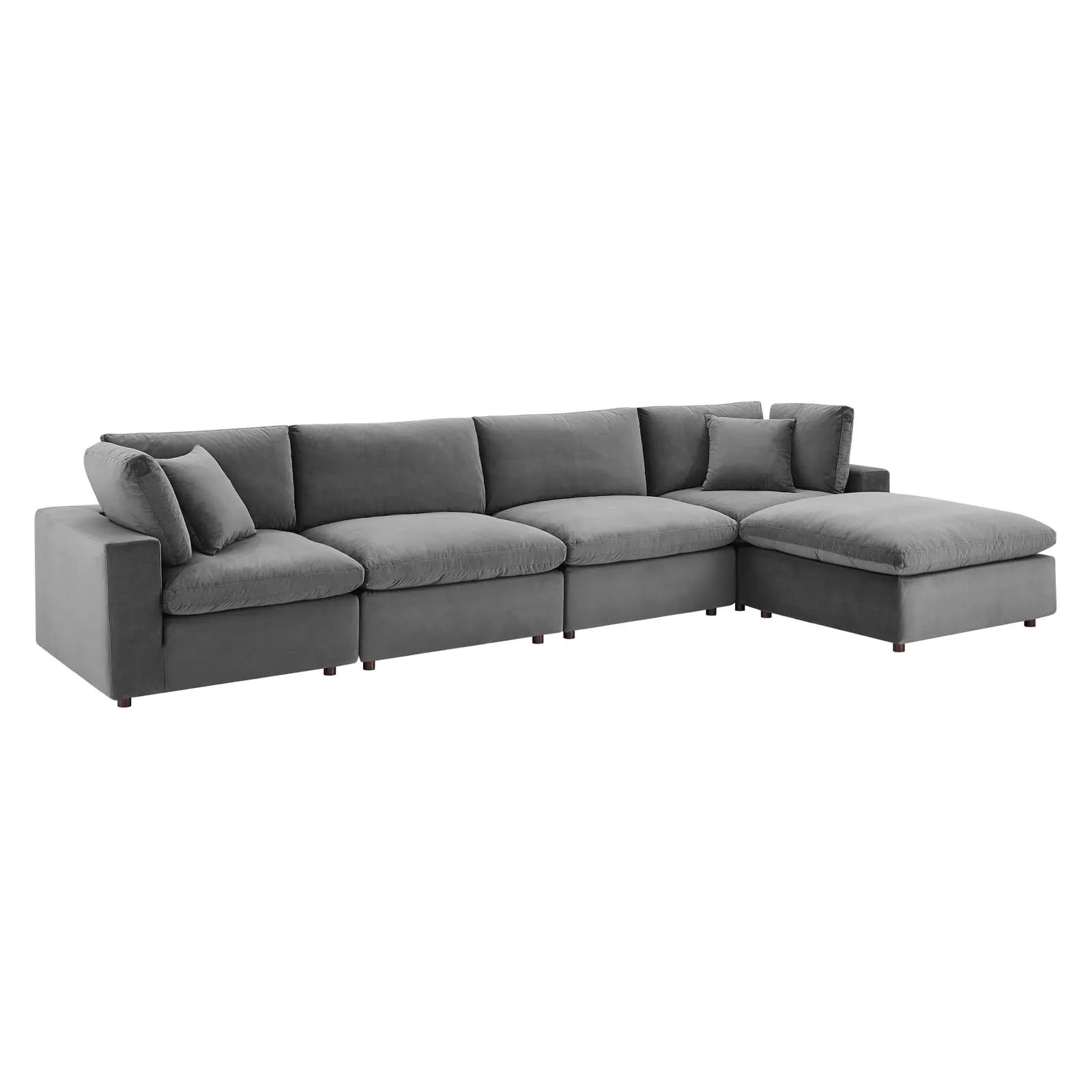 Commix Down Filled Overstuffed Performance Velvet 5-Piece Sectional