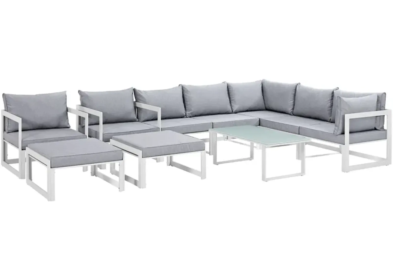 Fortuna 10 Piece Outdoor Patio Sectional Sofa Set