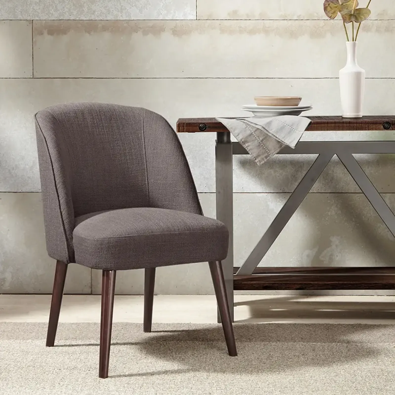 Madison Park Bexley Charcoal Rounded Back Dining Chair