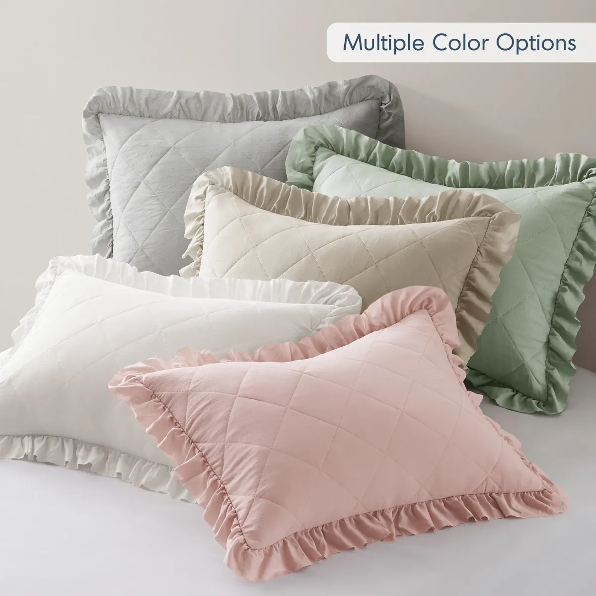 Diamond Quilted Ruffle Edge Comforter Set