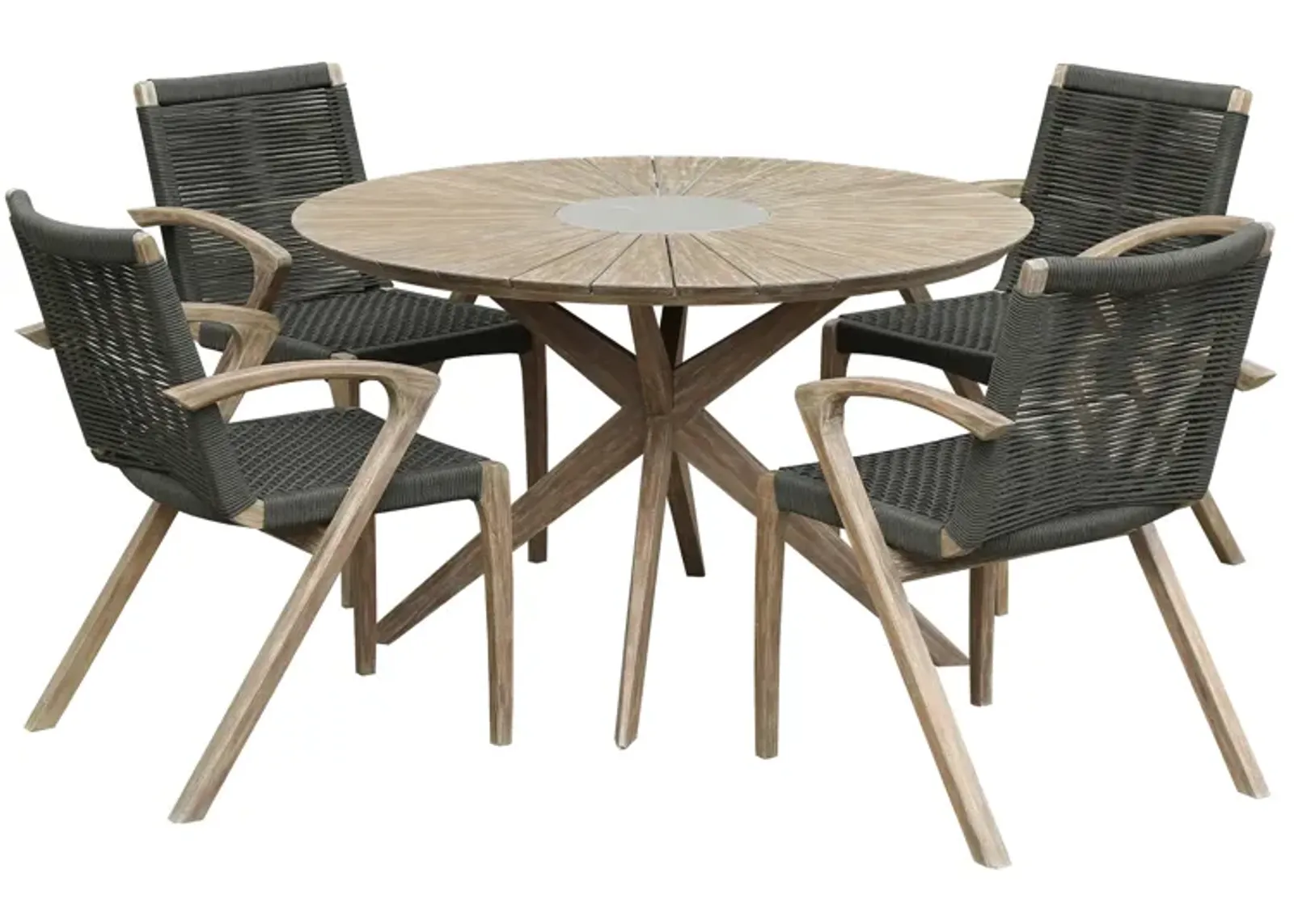 Oasis and Brielle Outdoor 5 Piece Light Eucalyptus and Concrete Dining Set