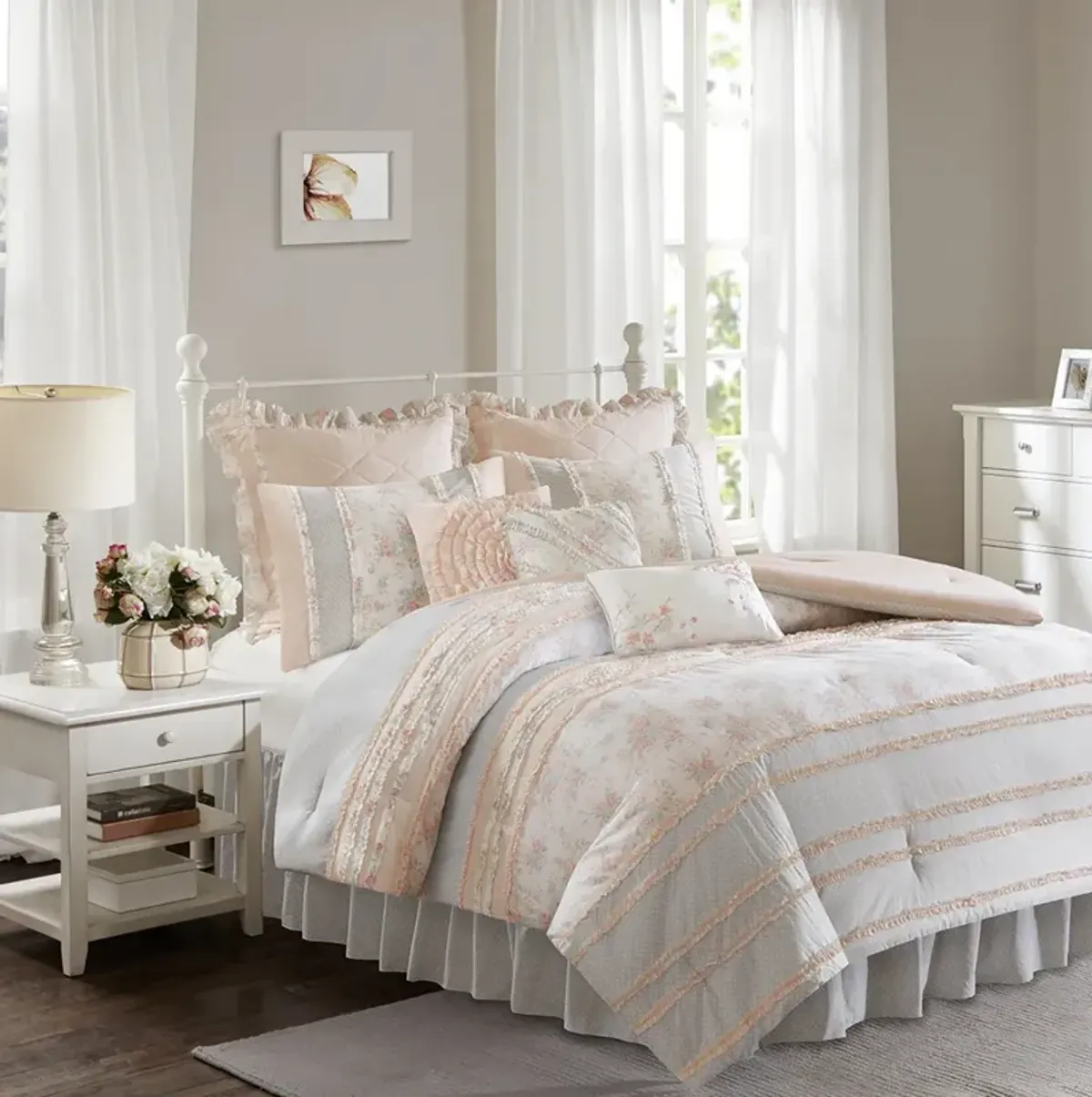 Madison Park Serendipity Peach Cotton Percale Comforter Set