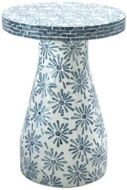 Halio Blue Floral Shell Side Table