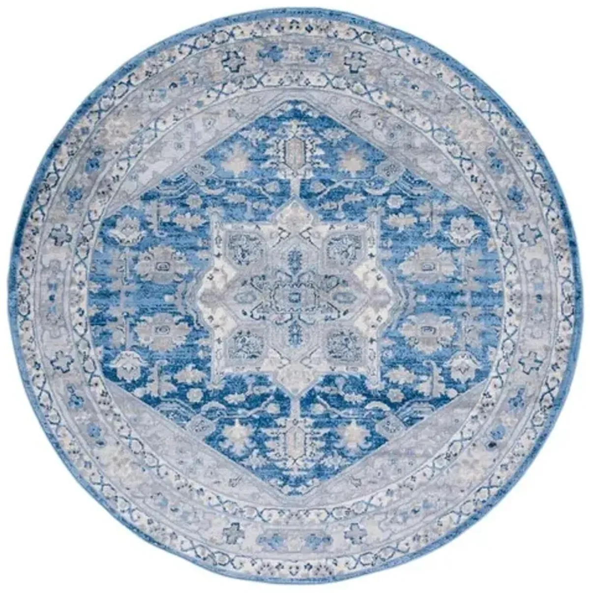 Brentwood 852 Blue / Grey 6'-7" X 6'-7" Round Round Powerloomed Rug