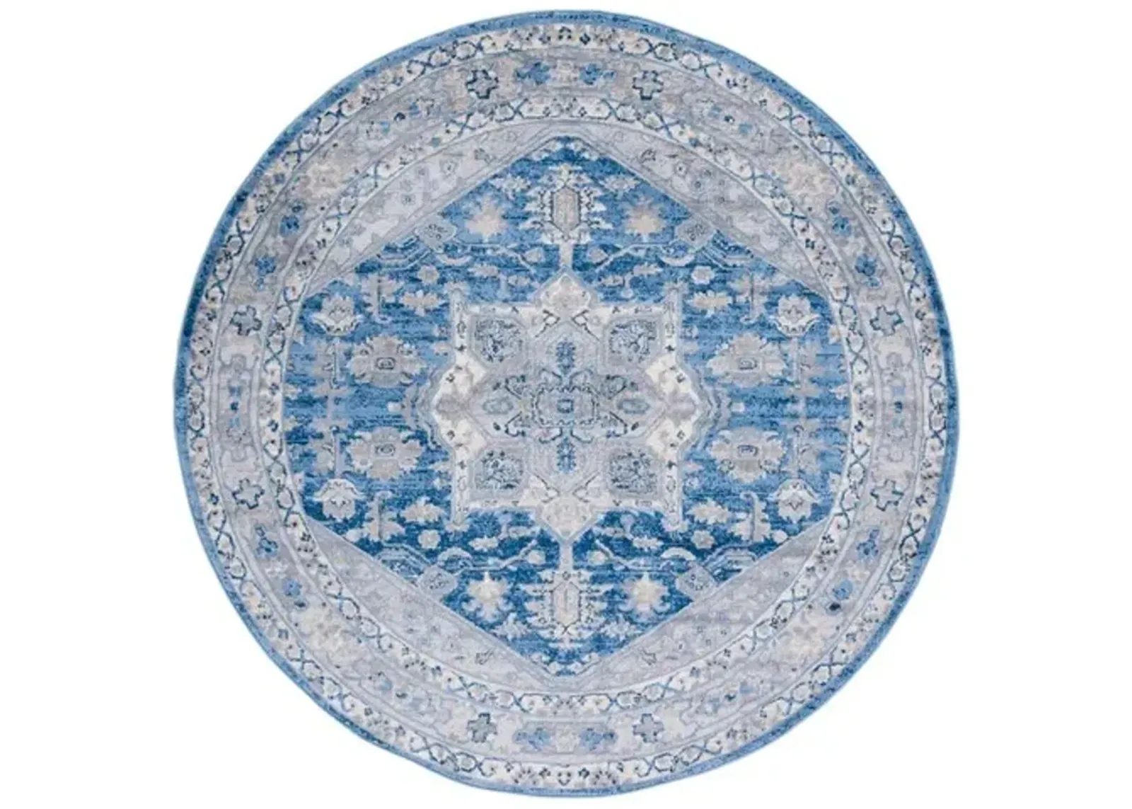 Brentwood 852 Blue / Grey 6'-7" X 6'-7" Round Round Powerloomed Rug