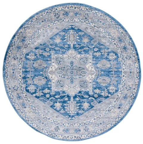 Brentwood 852 Blue / Grey 6'-7" X 6'-7" Round Round Powerloomed Rug