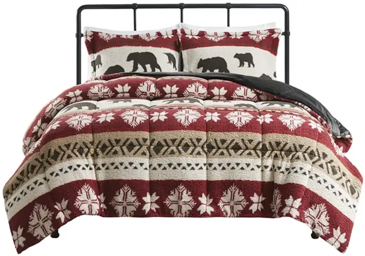 Woolrich Tunbridge Red/Black Print Sherpa Comforter Set