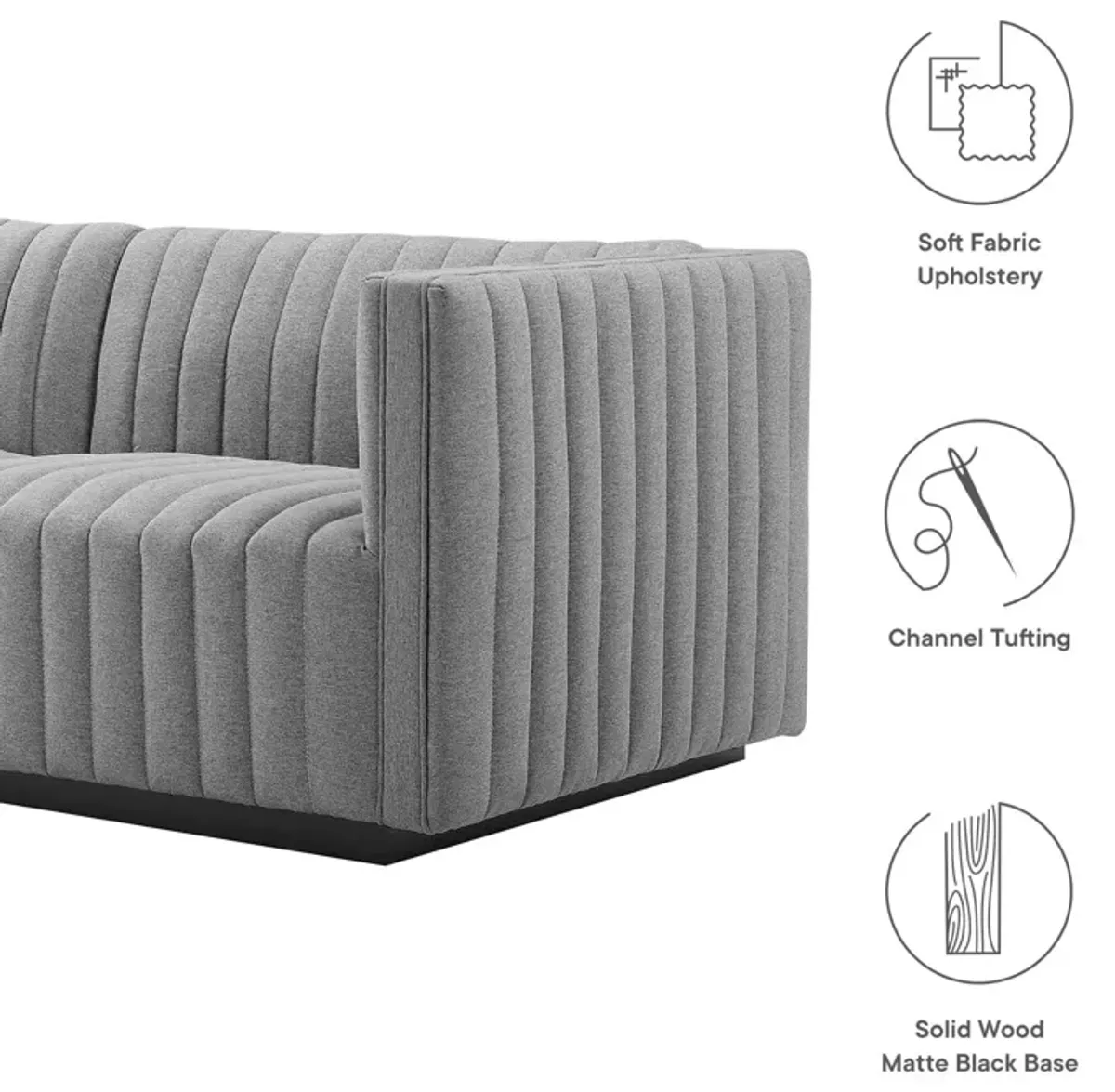 Conjure Channel Tufted Upholstered Fabric Sofa