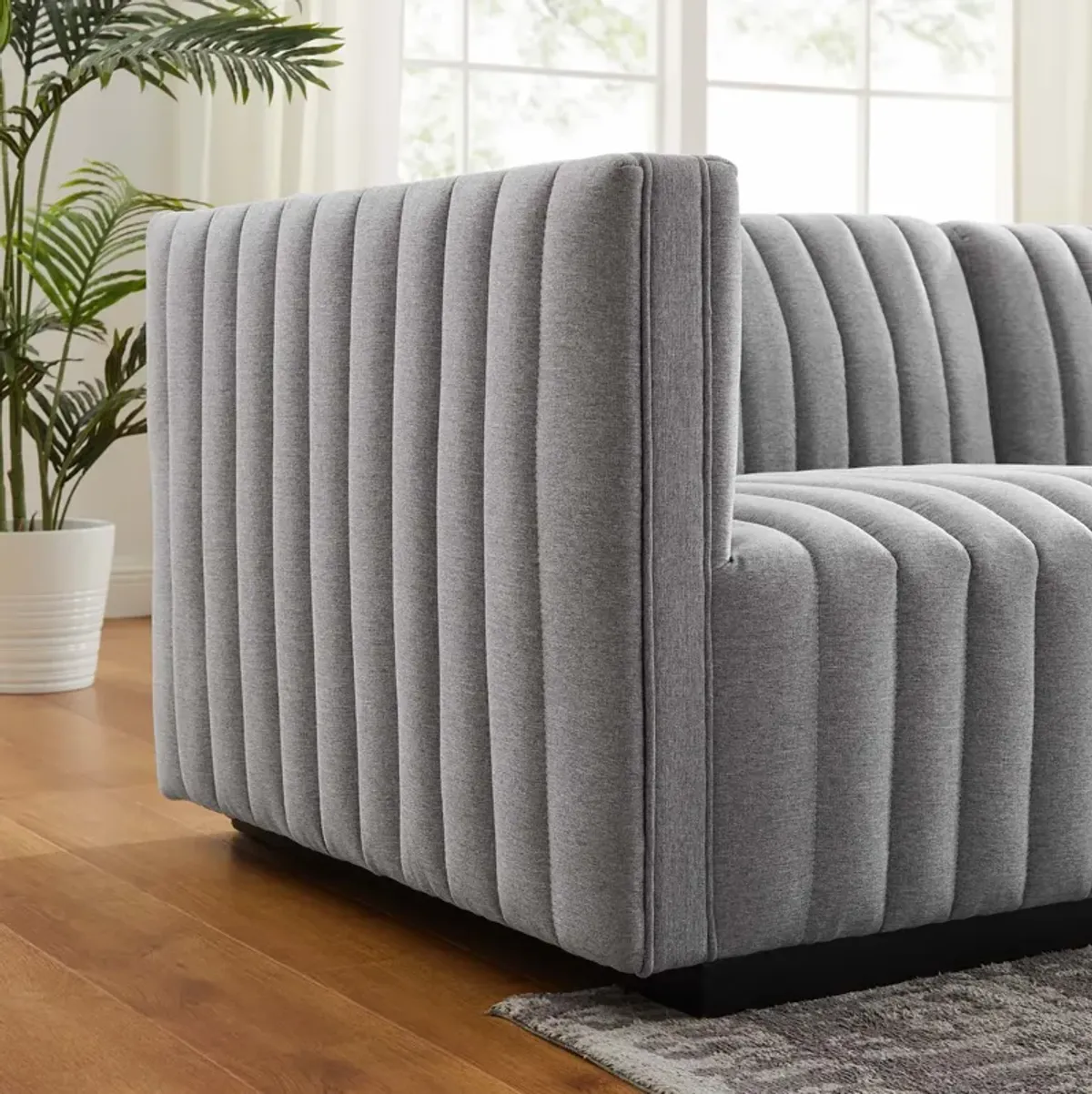 Conjure Channel Tufted Upholstered Fabric Sofa