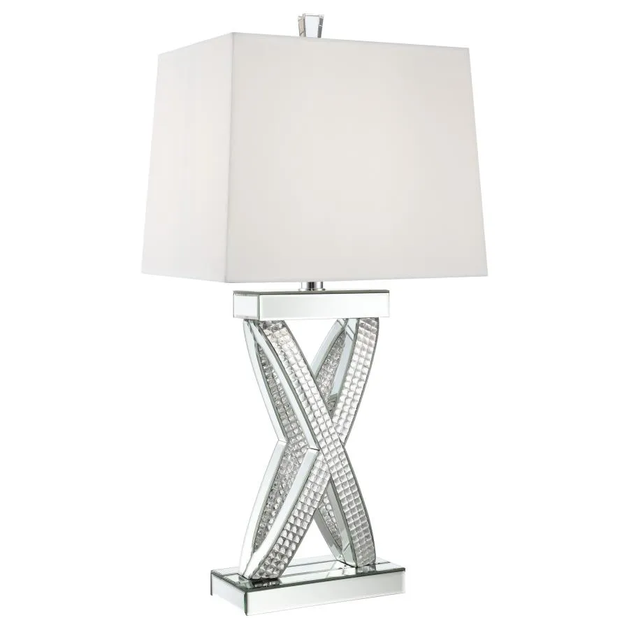 Dominick Table Lamp with Rectange Shade White and Mirror