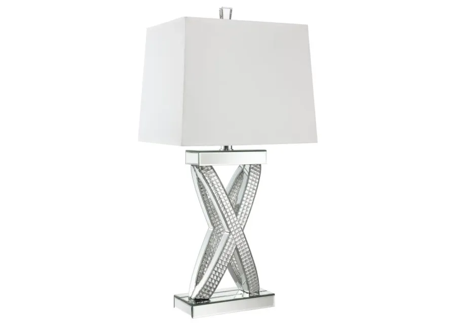 Dominick Table Lamp with Rectange Shade White and Mirror