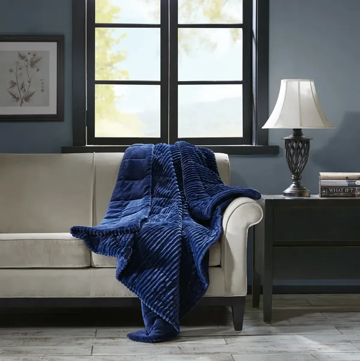 Premier Comfort Parker Navy Oversized Plush Down Alternative Filled Throw