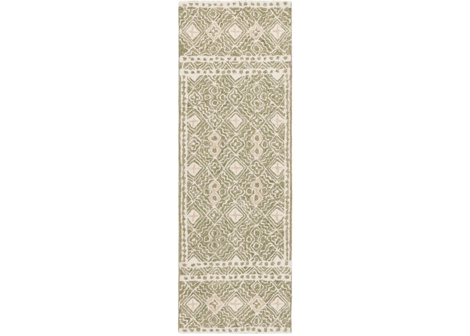 MICRO-LOOP 803 GREEN  2'-3' x 7' Runner Rug