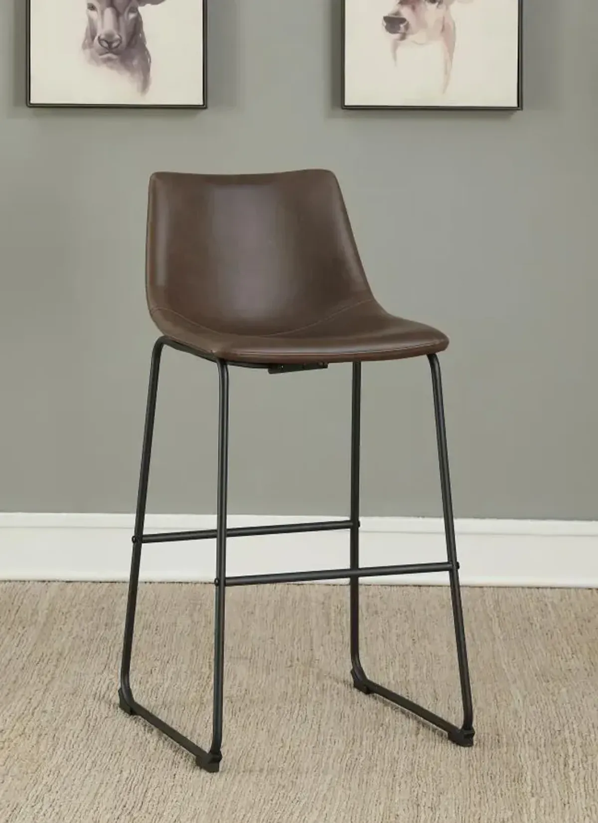 Michelle Armless Bar Stools Two-tone Brown and Black (Set of 2)