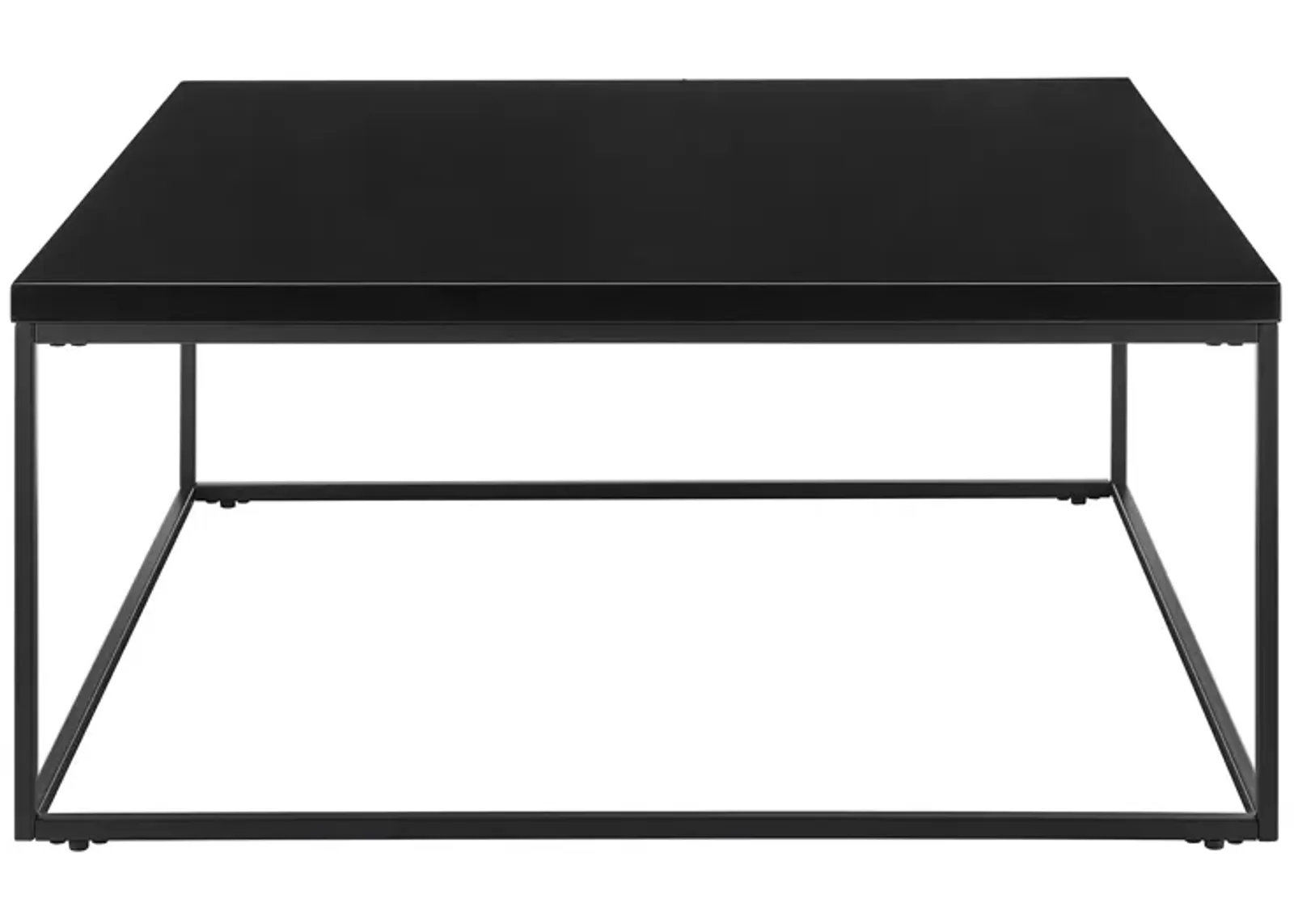 Teresa Square Coffee Table in High Gloss Black with Matte Black Base