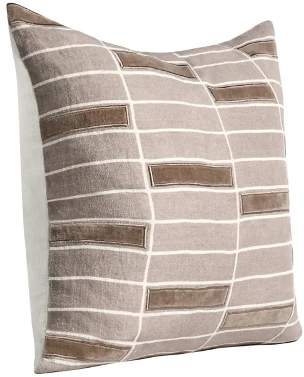 Breccia 22" Belgian Linen Throw Pillow, Taupe