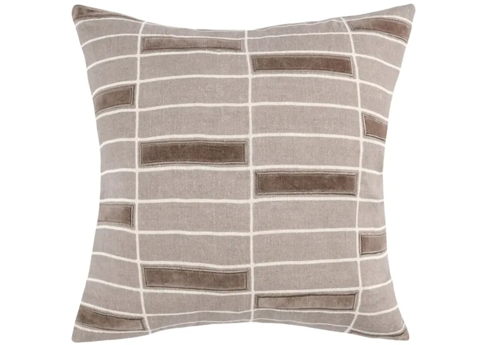 Breccia 22" Belgian Linen Throw Pillow, Taupe