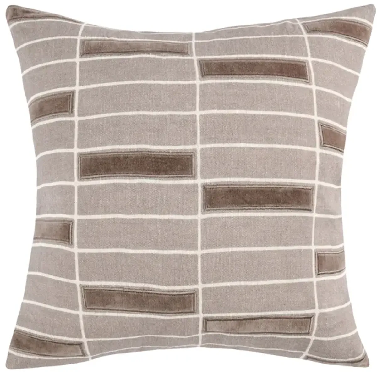 Breccia 22" Belgian Linen Throw Pillow, Taupe