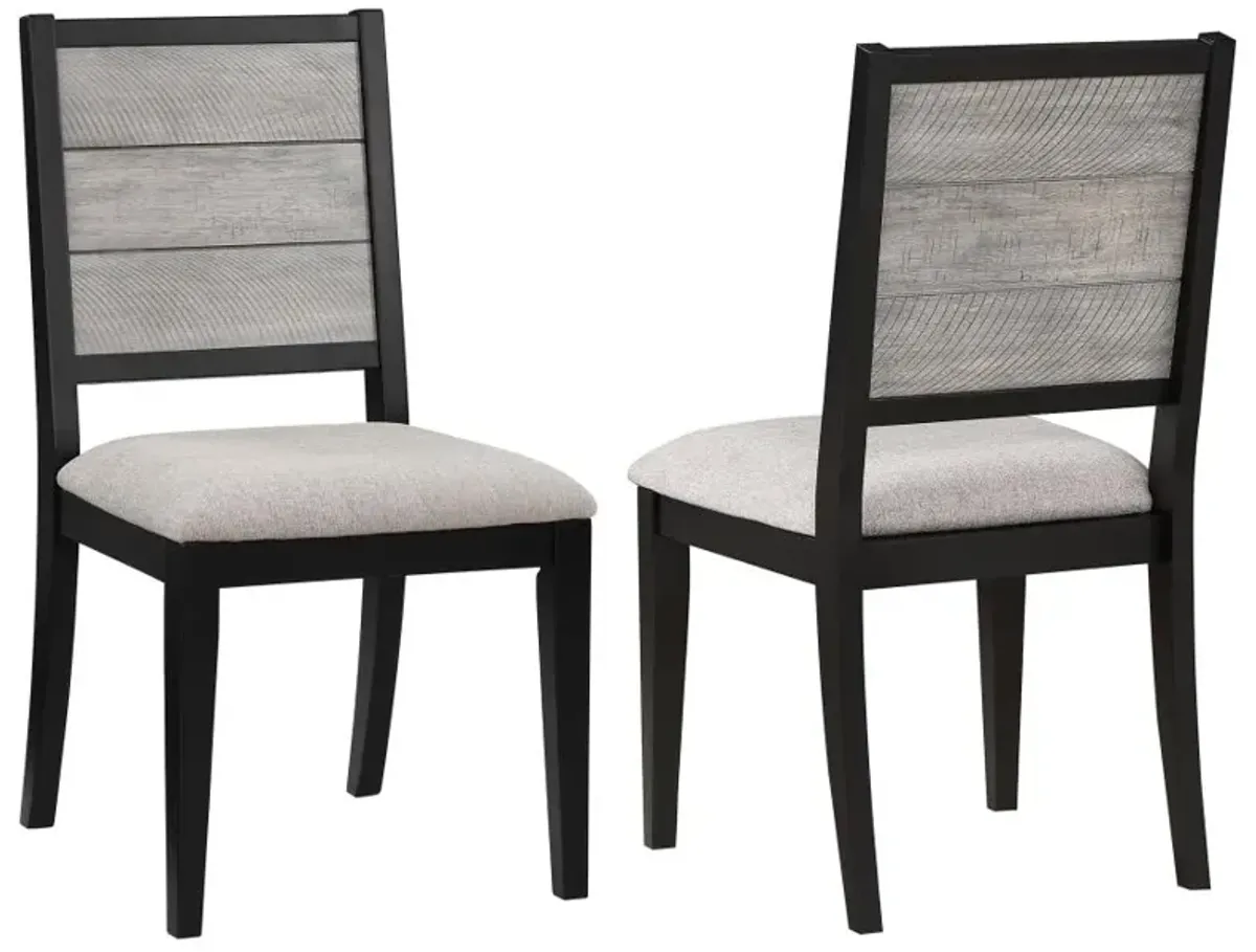 Elodie Upholstered Padded Seat Dining Side Chair Dove Grey and Black (Set of 2)