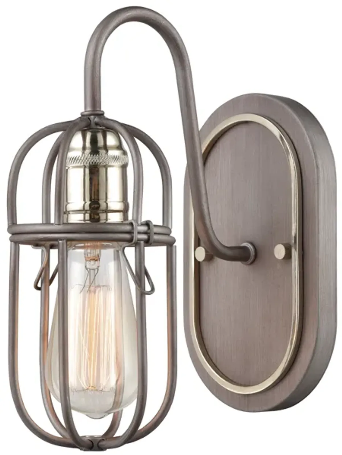 Industrial Cage 5" Wide 1-Light Vanity Light - Weathered Zinc