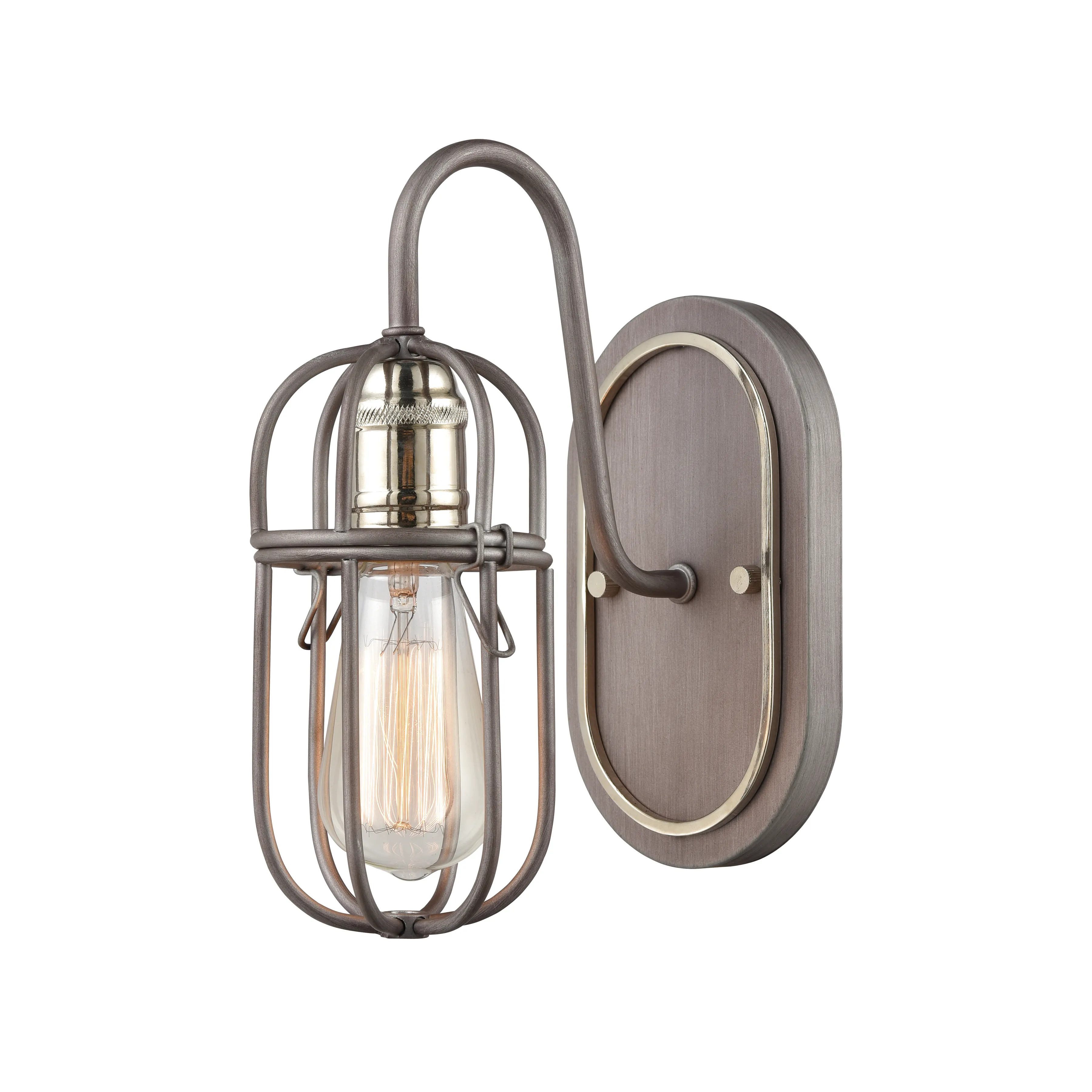 Industrial Cage 5" Wide 1-Light Vanity Light - Weathered Zinc