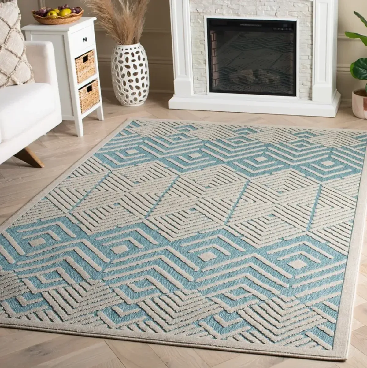 MILOS 104 TURQUOISE  8' x 10' Large Rectangle Rug