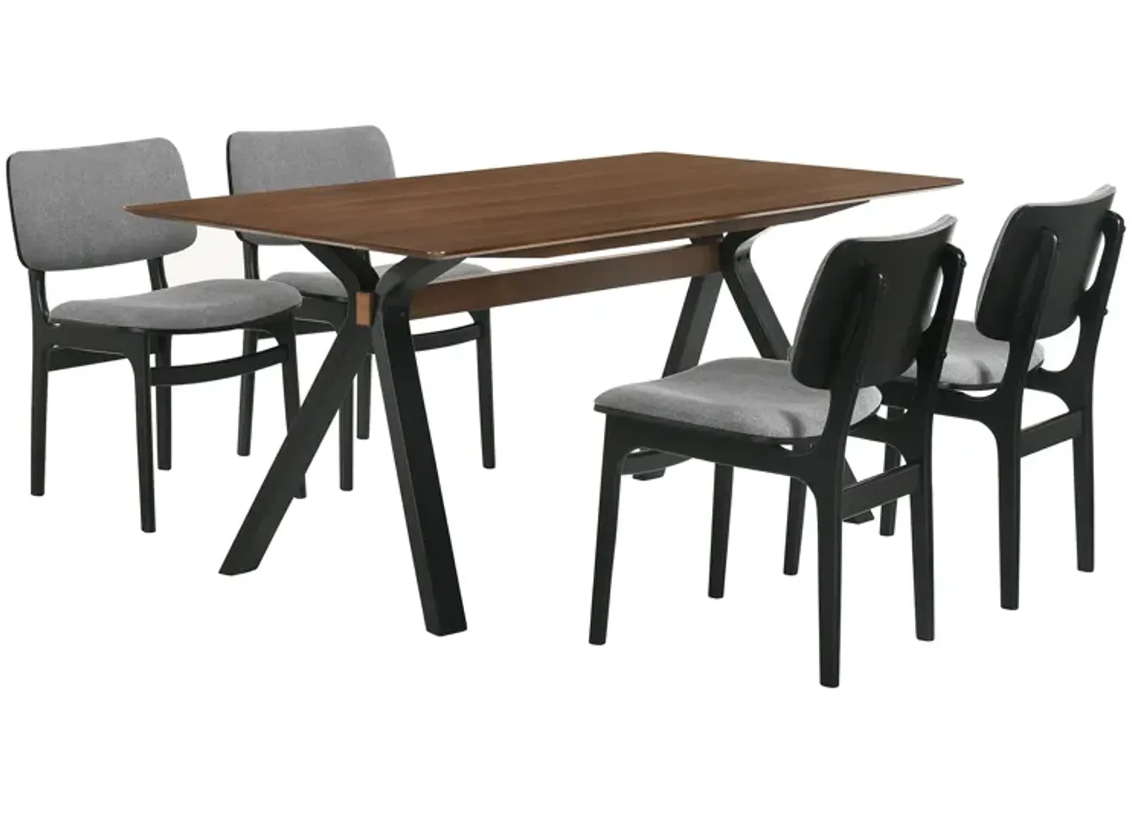 Laredo and Lima 5 Piece Black Rectangular Dining Set