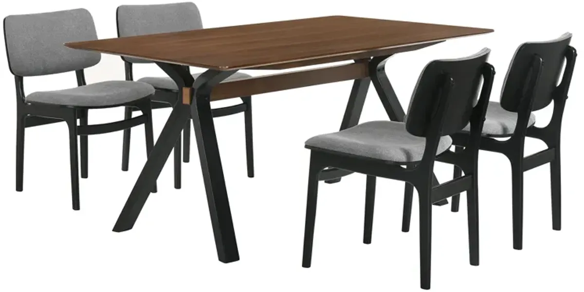 Laredo and Lima 5 Piece Black Rectangular Dining Set