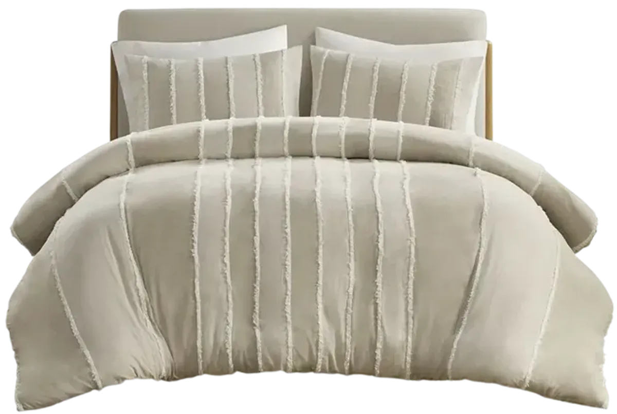 3 Piece Striped Cotton Duvet Cover Set