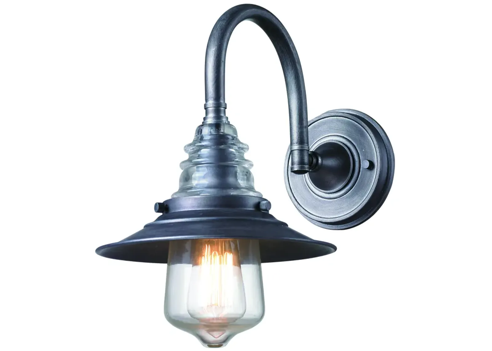 Insulator Glass 14" High 1-Light Sconce - Weathered Zinc