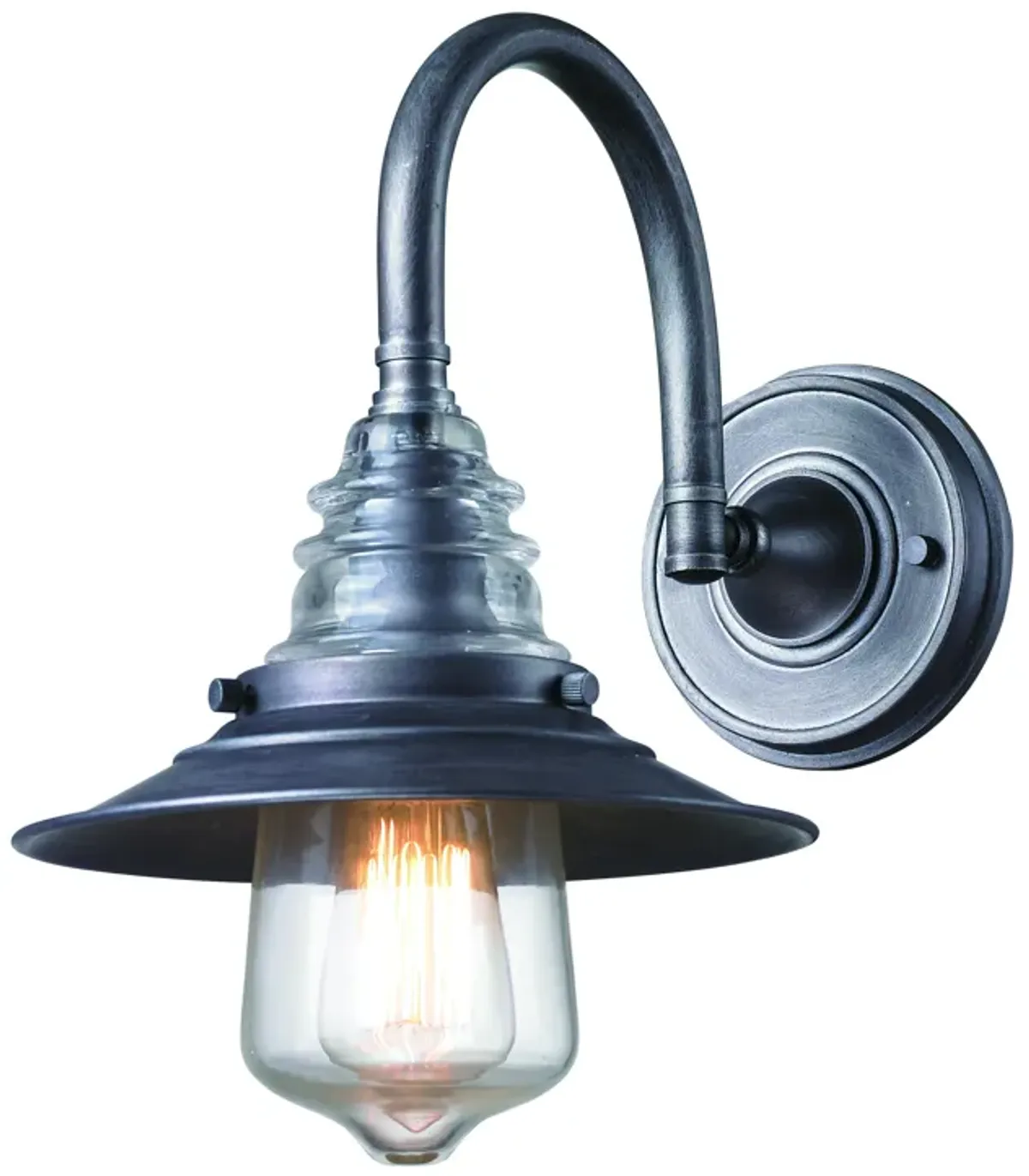 Insulator Glass 14" High 1-Light Sconce - Weathered Zinc