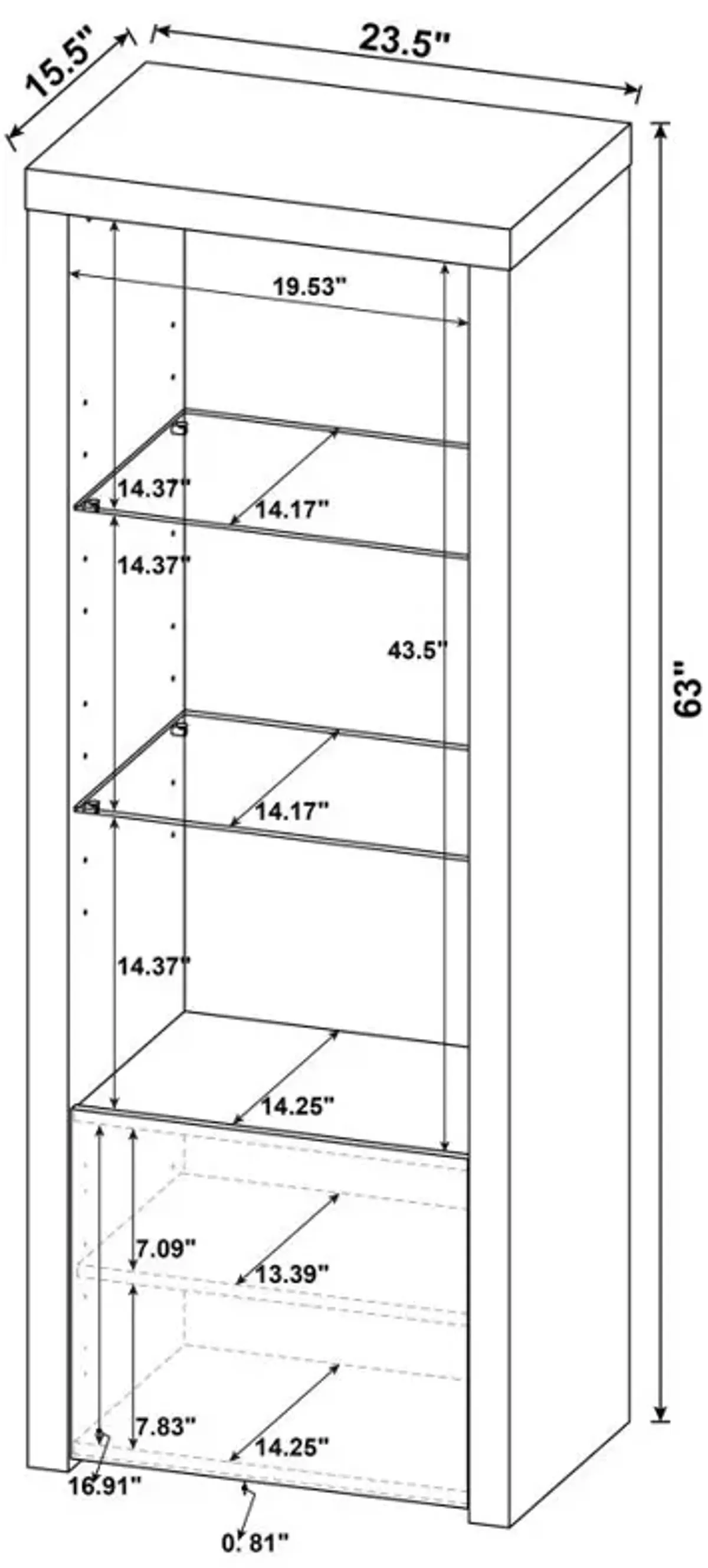 Jude 3-shelf Media Tower With Storage Cabinet White High Gloss