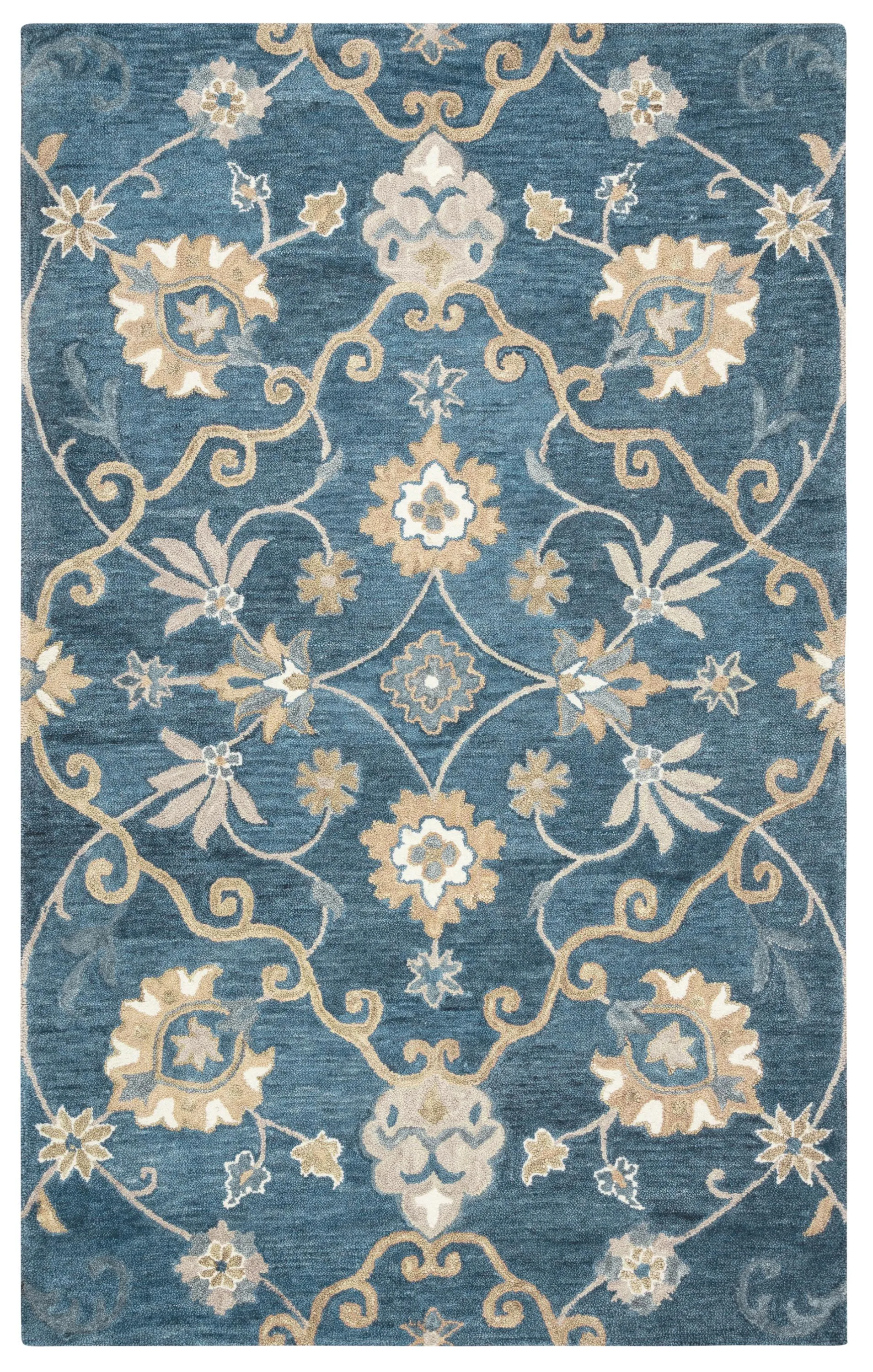 Leone Blue Traditional Motifs  Wool 8' x 10' Rectangle Rug