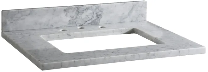 Stone Top - 31-inch for Rectangular Undermount Sink - White Carrara Marble