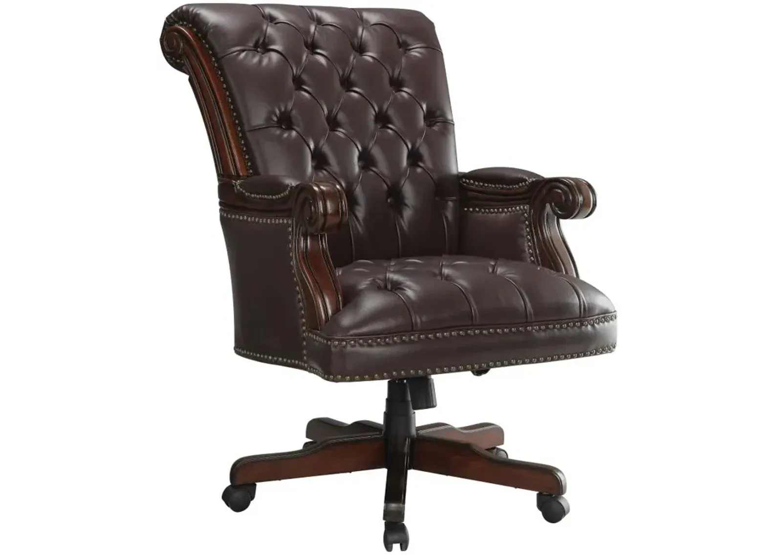 Calloway Tufted Adjustable Height Office Chair Dark Brown