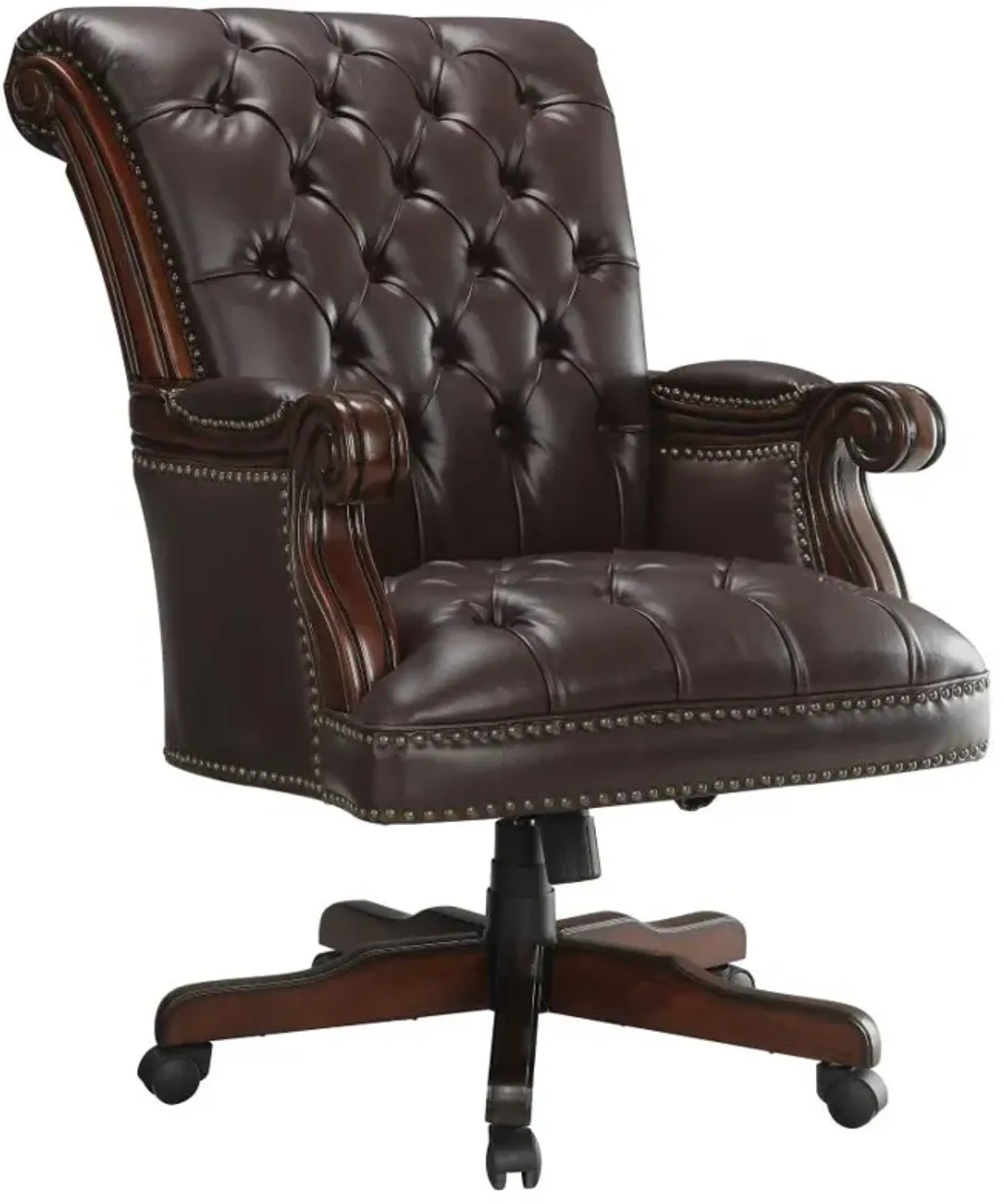 Calloway Tufted Adjustable Height Office Chair Dark Brown