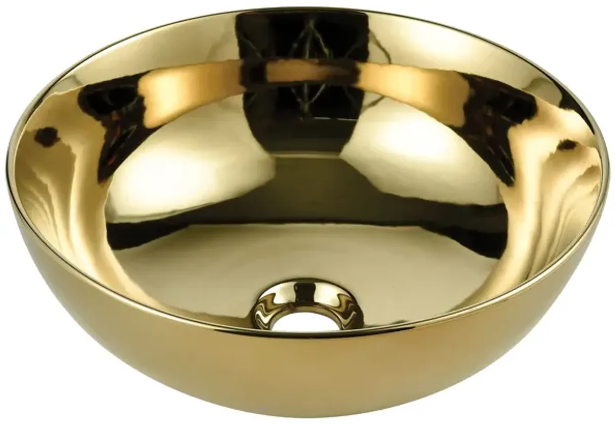 Vitreous China Round Vessel Sink - Polished Gold