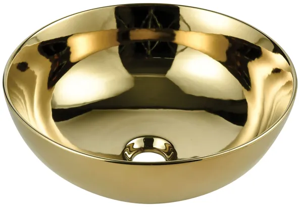 Vitreous China Round Vessel Sink - Polished Gold