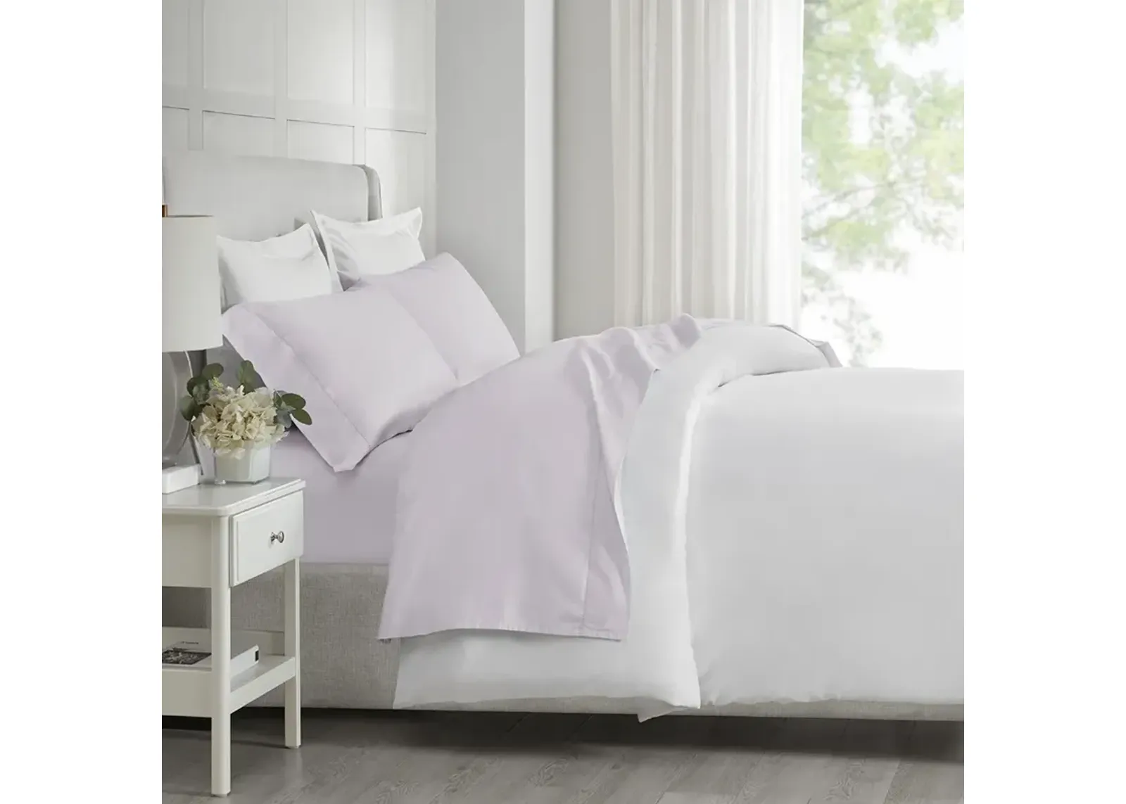 Madison Park 500 Thread Count Egyptian Cotton Lilac Deep Pocket Sheet Set