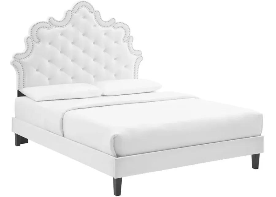 Sasha Button-Tufted Performance Velvet King Bed