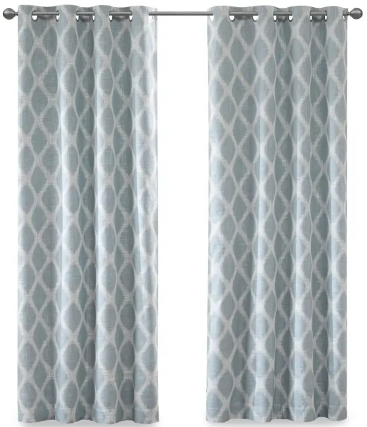 SunSmart Blakesly Aqua Printed Ikat Blackout Curtain Panel