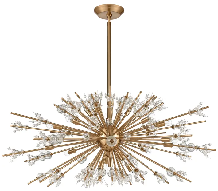 Starburst 48" Wide 29-Light Chandelier - Satin Brass