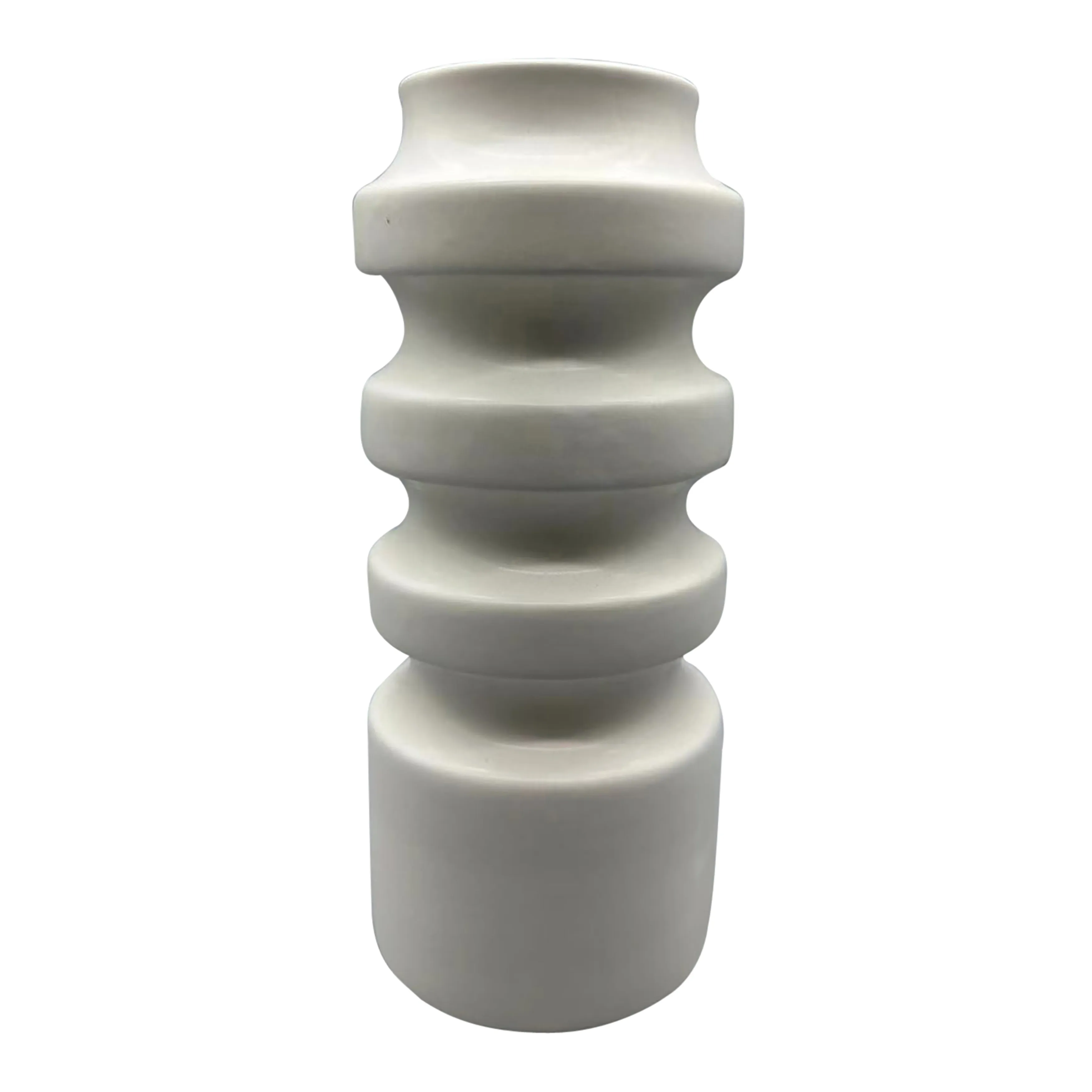 Cer, 11" Tiered Vase, White